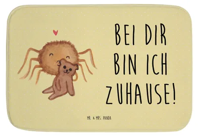Produktbild von Mr. & Mrs. Panda Badteppich Spinne Agathe Teddy - Gelb Pastell - Geschenk, duschmatte, Badezimmerteppich, Duschvorleger, Teppich Fürs Bad, Verliebt, Badematte, Dankeschön