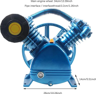 Zdjęcie produktu dla Głowica pompy sprężarki powietrza – 2-cylindrowa, 2-stopniowa – 4 kW (5,5 KM) – 175 PSI/1,16 MPa – 13,6–18,7 m³/h – 800 obr./min