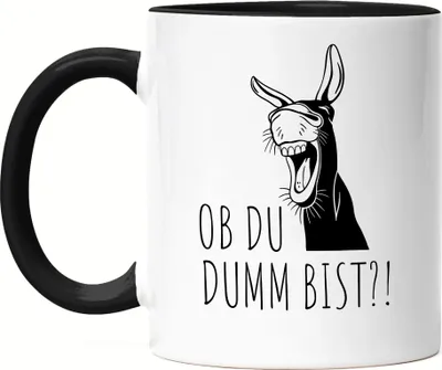 Produktbild von Ob du dumm bist?! Tasse Schwarz Büro Geschenk Sarkasmus Mitarbeiter Chef Kollegen Witzig Esel