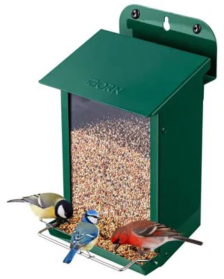 Immagine prodotto di Casetta per uccelli da appendere, in metallo, verde, resistente alle intemperie, smontabile, capacità 1,3 libbre