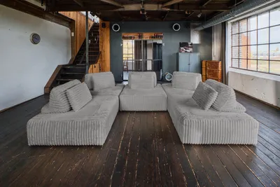 Produktbild von KAWOLA Modulsofa WIOLO SOFT 5 Module 5 Rückenkissen Weicher Breitcord grau