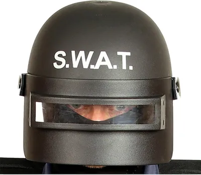 Productafbeelding van Specialeenheidhelm SWAT, carnavalsaccessoire, zwart-wit - One size