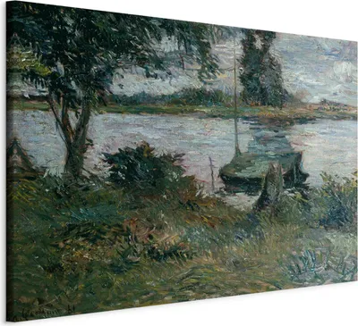 Produktbild von Italienischer Leinwand Leinwandbild - Flußufer (Paul Gauguin) 60x40 cm Reproduktionen l-F-14007-b-a