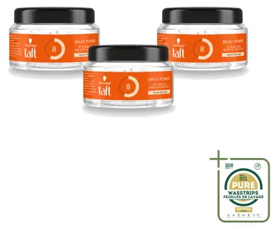 Imagen del producto de 3 unidades de gel para el cabello Taft Men Power Gel Maxx Power 8, envase de 250 ml cada uno, pack ahorro