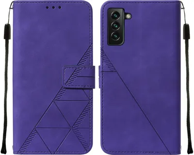 Produktbild von Galaxy S22 Plus Hülle, Schlank Prägung Flip Leder Kartenfächer Schutzhülle mit Ständer für Samsung Galaxy S22 Plus Lila