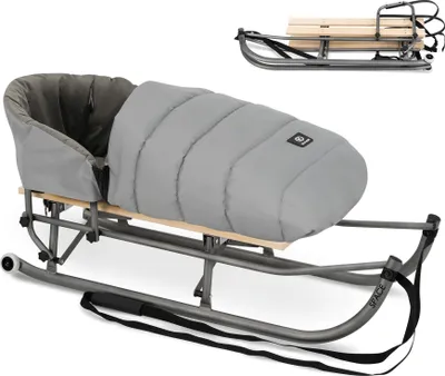 Produktbild von Kunert SPACE Schlitten für Kinder Schlitten mit Lehne I Babyschlitten Kinderschlitten I Rückenlehne Schlitten Baby Schlitte + Schlafsack
