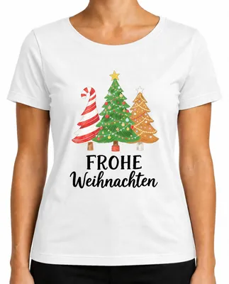 Produktbild von Frohe Weihnachten Weihnachtsbaum Zuckerstange Lebkuchen Tannenbaum Damen T-Shirt, Weiß, XL