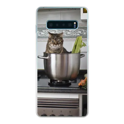 Produktbild von MuchoWow® Handyhülle Schutzhülle Hülle für Samsung Galaxy S10 Lite Katze - Pfanne - Küche Silikon Softcase Handy Hülle - Schutz