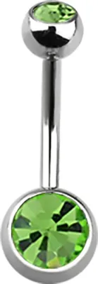 Produktbild von Bauchnabelpiercing 316L Edelstahl Zirkonia Kristalle Strass Banane Belly Banana hellgrün 10 mm