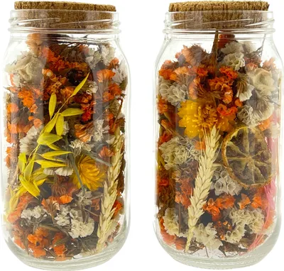 Zdjęcie produktu dla Trockenblumen im Glas mit Korken - 10 x 10 x 20 cm - 2 Stück