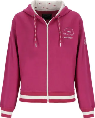 Produktbild von Wattlöper Damen Sweatjacke mit Grafik-Stick und Absetzungen - Maritime Kapuzenjacke in Pink Größe XXL