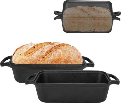 Obrázek produktu pro Forma na chléb s víkem - 22,96 cm x 12,78 cm - Litinový chlébový hrnec pro domácí pečení chleba - Vhodný pro domácí pekaře i profesionály
