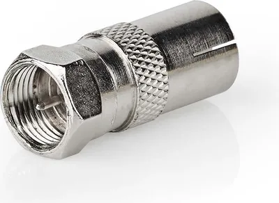 Produktbild von Satelliten- und Antennenadapter | F Stecker | IEC (Coax) Buchse | Vernickelt | 75 Ohm | Gerade | Metall | Silber | 10 Stück | Umschlag