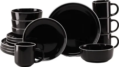 Produktbild von CreaTable, 24803, Nordic Gourmet Schwarz, Kombiservice 16-tlg, Steinzeug