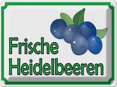 Produktbild von vianmo Blechschild 30x40 cm frische Heidelbeeren Hofladen Marktstand Laden Obst Gemüse