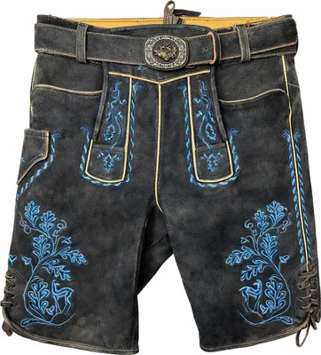 Produktbild von MADDOX Kurze Lederhose "Burgsee" mit Gürtel | Schiefer Blau Größe: 64