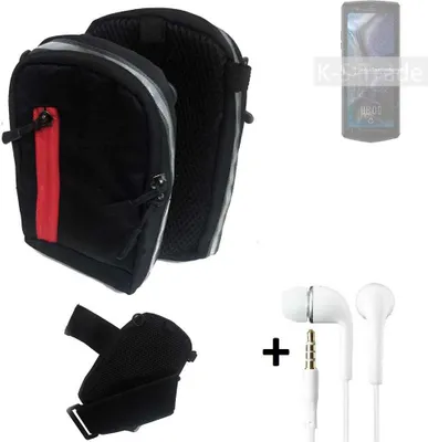 Produktbild von K-S-Trade Outdoor Gürteltasche Holster Umhängetasche + Kopfhörer kompatibel mit Cubot Pocket 3 schwarz Handy Tasche Case travelbag Schutzhülle