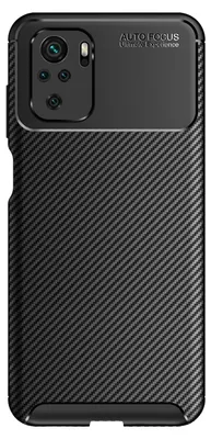A black phone case with a carbon fiber texture and a camera module.