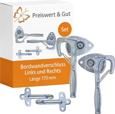 Produktbild von Bordwandverschluss Anhänger Links und Rechts: Hakenverschluss L 170 mm Kipper Winkelhebelverschluss auch für Pferdeboxen