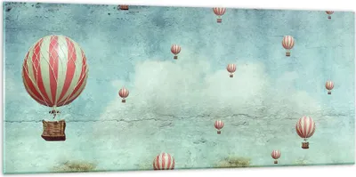 Produktbild von Bilder auf glas - Baloons Phantasie Illustration Fantasie - 120x50cm - Glasbilder - Wandbilder - Kunstdruck - Wanddekoration aus Glas - Glas Bilder - Wandbild auf Glas - GAB120x50-3065