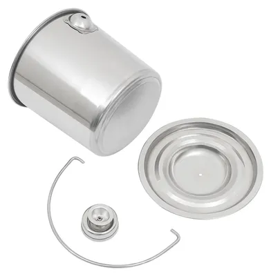 Image de Seau de cuisine en acier inoxydable - Seau - Capacité de 6 l - Convient pour un usage alimentaire - Avec couvercle - Épaisseur de paroi de 1 mm - Résistant à un usage intensif - Polyvalent