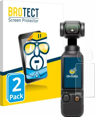 Produktbild von 2x Für DJI Osmo Pocket 3 (Display + Linse) Schutzfolie BROTECT Displayschutz Display Schutz Folie Klar Transparent