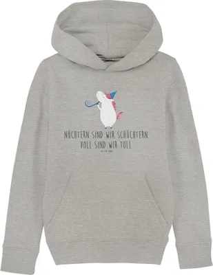 Produktbild von Mr. & Mrs. Panda Kinderpullover Einhorn Party 7-8 Jahre (122/128) - Heather Grey - Geschenk, Unicorn, Alkohol, Fest, Hoodie, Geburtstag, Sweatshirt, Kapuzenpullover, Club