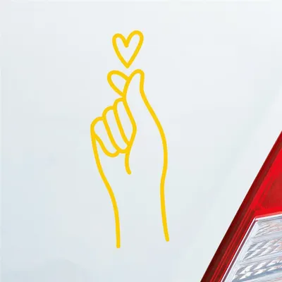 Produktbild von HUURAA! Auto Aufkleber K-POP Finger Heart Fingerherz Fun Sticker Heckscheibenaufkleber Autoaufkleber mit Musik Motiv 7x19cm