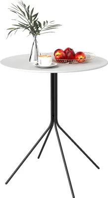 Image de Table de jardin ronde ? 60 cm, table de terrasse cadre en acier, pour intšŠrieur et extšŠrieur, gris foncšŠ
