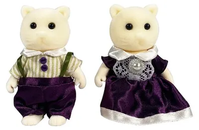 Produktbild von Spielfiguren Set Puppenhaus Weiße Katzen - 2 Beflockte Figuren - ab 3 Jahren