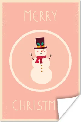 Produktbild von MuchoWow® Poster Schneemann - Zitate - Weihnachten - Frohe Weihnachten - Rosa - Winter 20x30 cm - Papierdruck