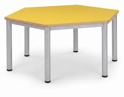 Image de Table pour enfants avec un plateau jaune, des pieds stables et un design moderne