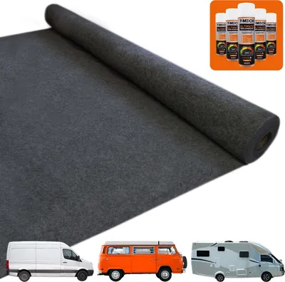 Obrázek produktu pro Obložení interiéru automobilu, autolátka, kobercové obložení, čalounická látka, dekorativní látka do interiéru vozidla, potahová látka, obložení stropu, antracitová barva | VČETNĚ 5 sprejů s lepidlem