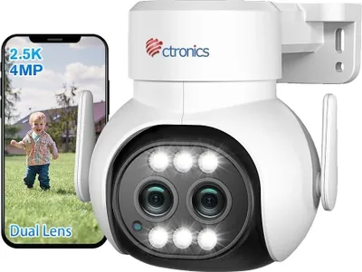 Produktbild von Ctronics Sicherheitskamera, 4MP Auflösung, 355° Schwenk & 90° Neigung, WIFI 4MP Keine Karte
