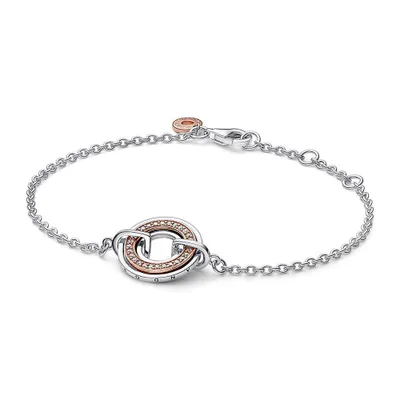 Produktbild von Pandora 582741C01 Armband Signature Bicolor Logo Pavé Rosévergoldet Silber 16 cm
