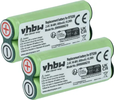 Produktbild von vhbw 2x Akku kompatibel mit Philips Norelco 5825XL, 5822XL, 5842XL, 5841XL, 5848XL, 5845XL, 5818XL, 5817XL, 5821XL Rasierer (800 mAh, 2,4 V, NiMH)