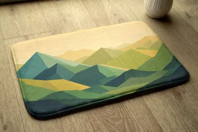 Produktbild von Badteppich Saugfähige - Badezimmer Teppich - Rutschfester Badvorleger Badematte - 75x45 cm - Geometrische Berge