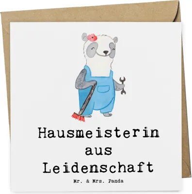 Produktbild von Mr. & Mrs. Panda Glückwunschkarte Hausmeisterin Leidenschaft - Weiß - Geschenk, Lustig, anlasskarte, Facility Manager, faltkarte, Must Have, Klappkarte, Spruch, Concierge
