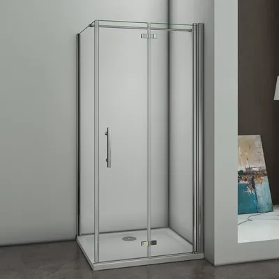 Produktbild von 80X90cm Duschkabine Eckeinstieg Dusche 180°Falttür Duschwand Duschabtrennung 6mm NANO-Glas Höhe 197cm mit Seitenwand