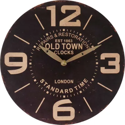 Produktbild von Zeitlose Wanduhr Ø29cm Landhausstil Shabby Vintage Antik Küchenuhr Holzuhr Deko, Motiv:Old Town