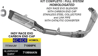 Produktbild von ARROW Indy Race EVO Komplettauspuff homologiert Titan für Honda CBR 650 R
