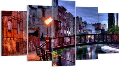 Produktbild von Bild auf Leinwand - Leinwandbild - Architektur Altstadt Stadt Fluss - 160x85cm - Wand Bild - Wanddeko - Leinwanddruck - Bilder - Kunstdruck - Leinwand bilder - Wandkunst - EA160x85-0500