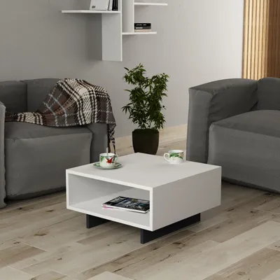 Image de Table basse design HANNA, blanc / anthracite