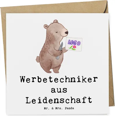 Produktbild von Mr. & Mrs. Panda doppelkarte Werbetechniker Leidenschaft - Weiß - Geschenk, Glückwunschkarte, Klappkarte, Grußkarte, faltkarte, anlasskarte