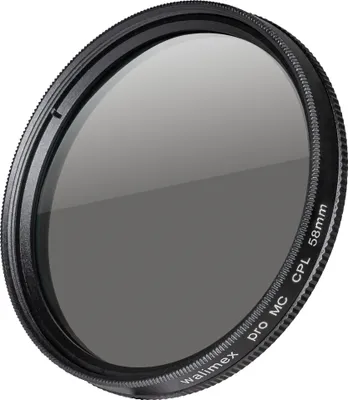 Produktbild von Walimex pro Zirkularer Polfilter MC - Ø 58 mm - mehrfach vergütet - mit Schutzhülle, reduziert Reflexionen, verstärkt Kontraste und Farbsättigung - ideal für die Landschaftsfotografie
