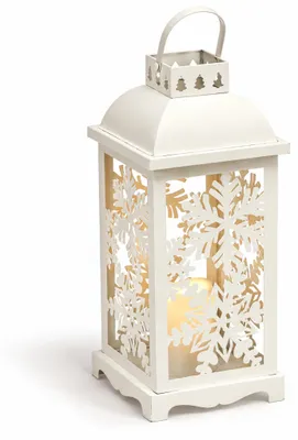 Immagine prodotto di Lanterna natalizia a LED in metallo bianco