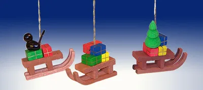 Produktbild von Christbaumschmuck Schlitten, 3 Stück (5cm) von Dregeno Seiffen