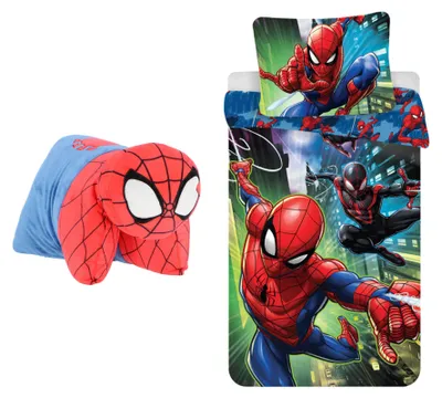 Produktbild von Spiderman-Schlafzimmer-Set: Bettbezug und 2-in-1-Kissen