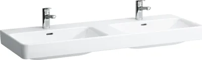 Produktbild von Doppelwaschtisch PRO S 1300x460mm m Überlauf ohne Hahnloch weiß
