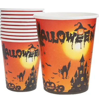 Image de Halloween Gobelets 10Pcs Jetables en Papier Citrouille Fête Chat